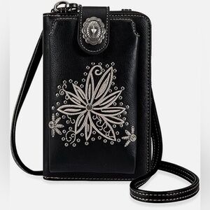 Western Style Small Crossbody Cell Phone Purse, Fits Large iPhone Phones